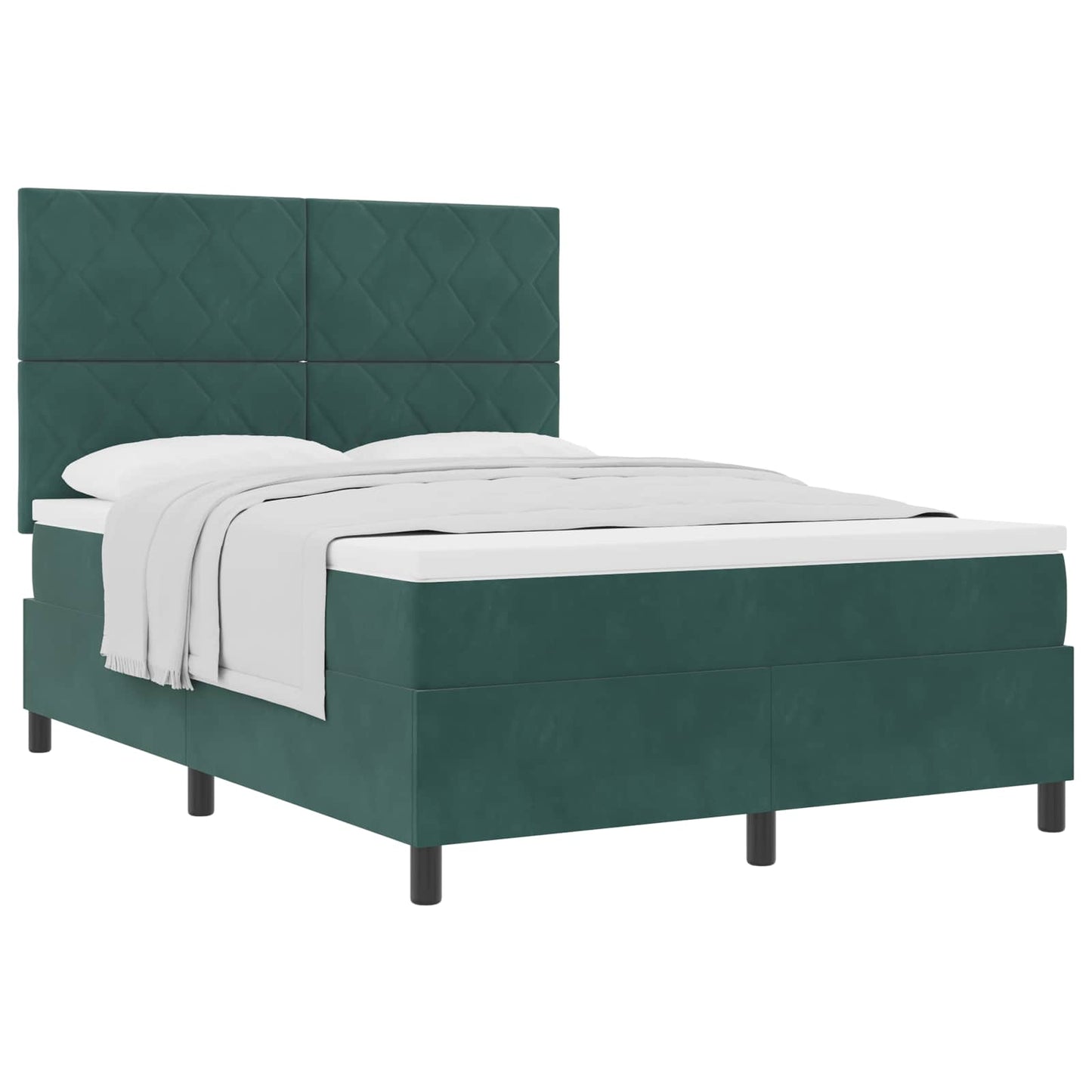 Letto a molle con materasso Verde Scuro 140 x 190 cm Tessuto