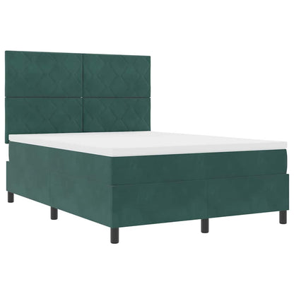 Letto a molle con materasso Verde Scuro 160 x 200 cm Tessuto