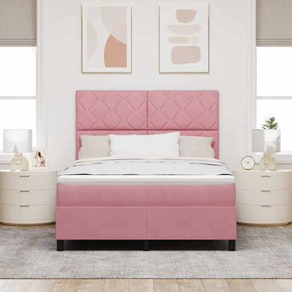 Letto a molle con materasso Rosa 160 x 200 cm Tessuto