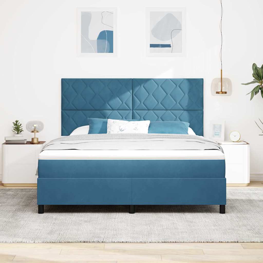 Letto a molle con materasso Blu Scuro 180 x 200 cm Tessuto