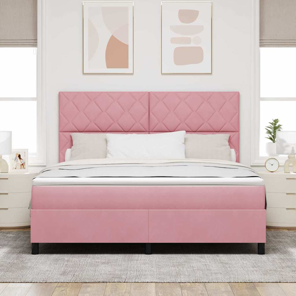 Letto a molle con materasso Rosa 180 x 200 cm Tessuto