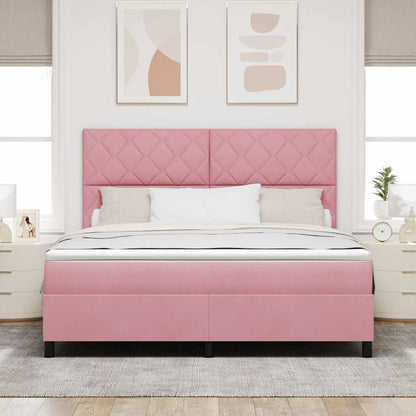 Letto a molle con materasso Rosa 180 x 200 cm Tessuto