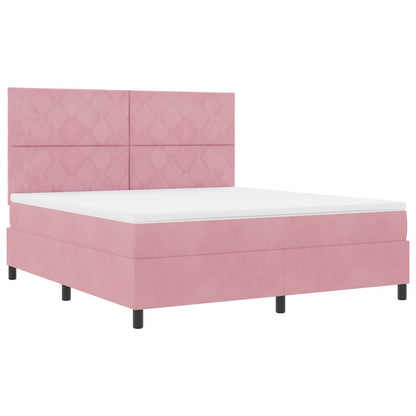 Letto a molle con materasso Rosa 180 x 200 cm Tessuto