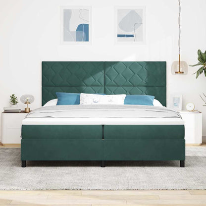Letto a molle con materasso Verde Scuro 200 x 200 cm Tessuto