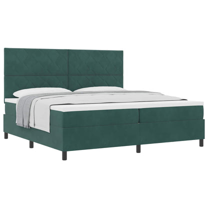 Letto a molle con materasso Verde Scuro 200 x 200 cm Tessuto