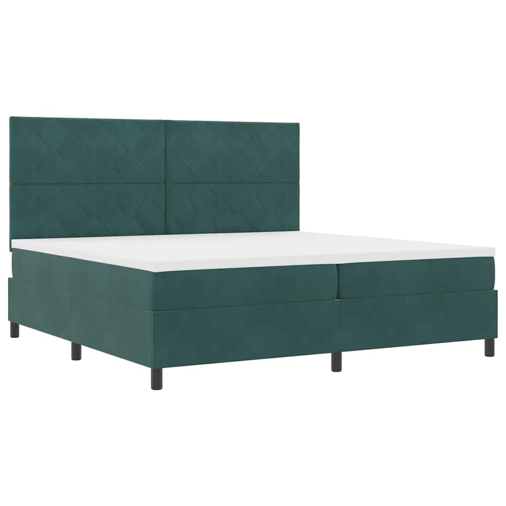 Letto a molle con materasso Verde Scuro 200 x 200 cm Tessuto