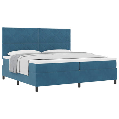 Letto a molle con materasso Blu Scuro 200 x 200 cm Tessuto