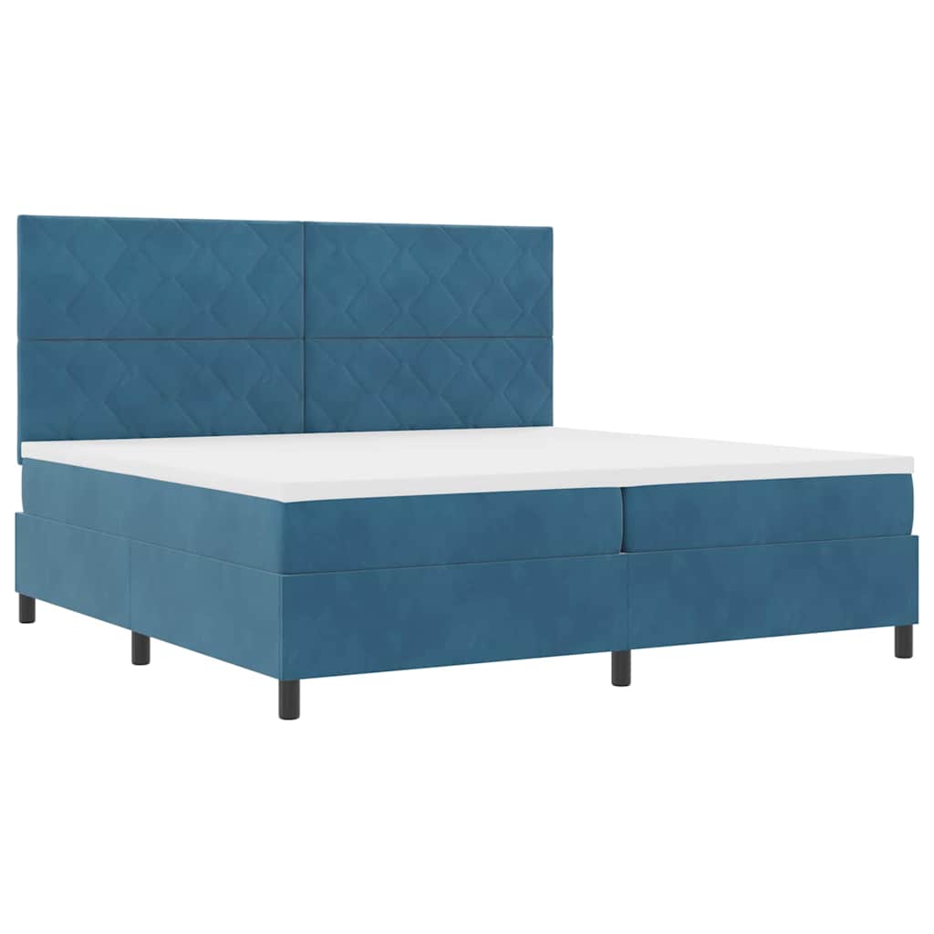Letto a molle con materasso Blu Scuro 200 x 200 cm Tessuto