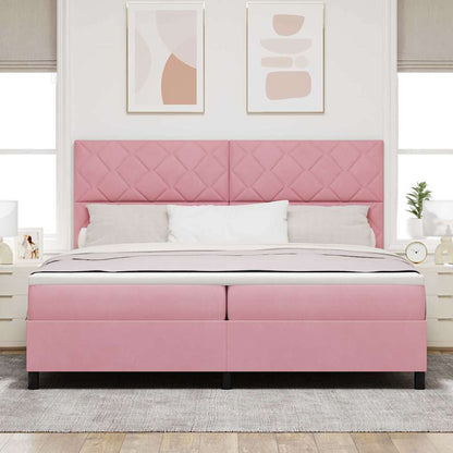 Letto a molle con materasso Rosa 200 x 200 cm Tessuto