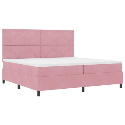 Letto a molle con materasso Rosa 200 x 200 cm Tessuto