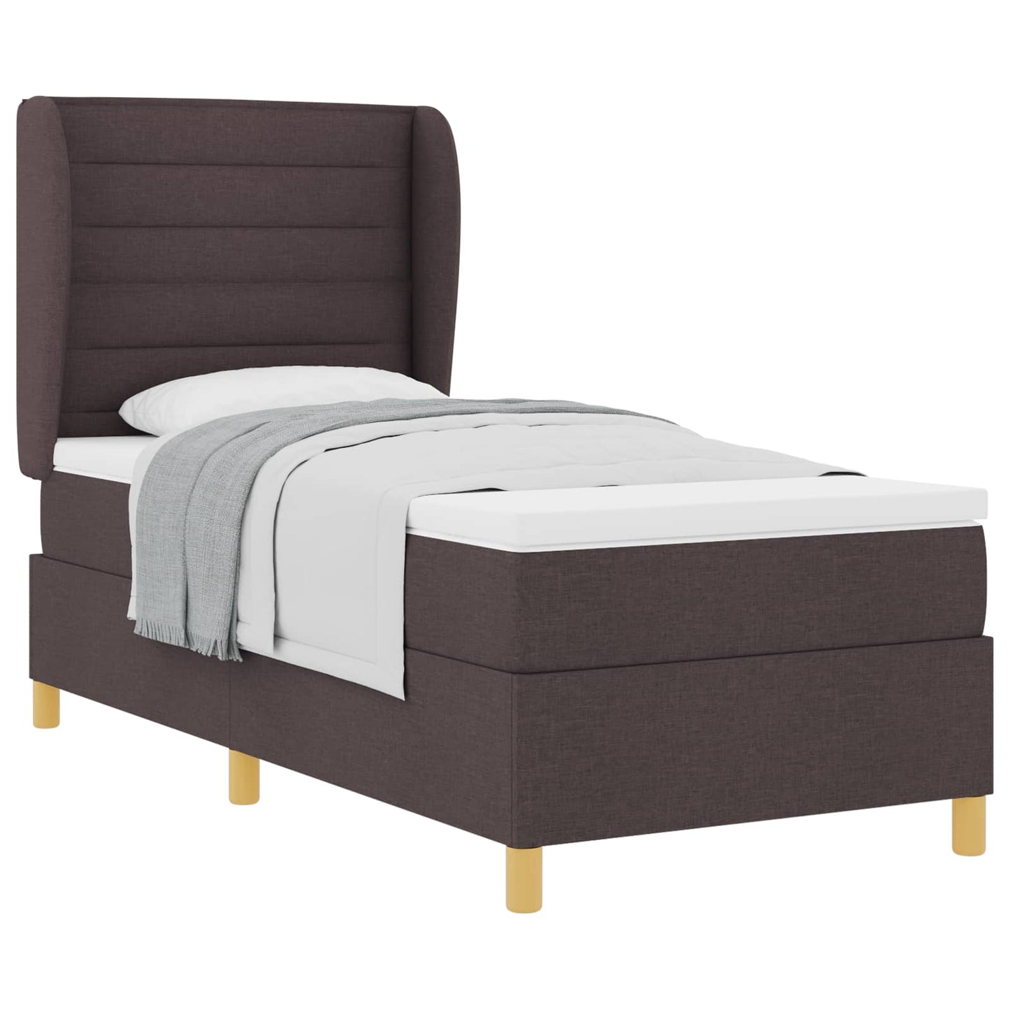 Letto a molle con materasso Marrone Scuro 200 x 80 cm Tessuto