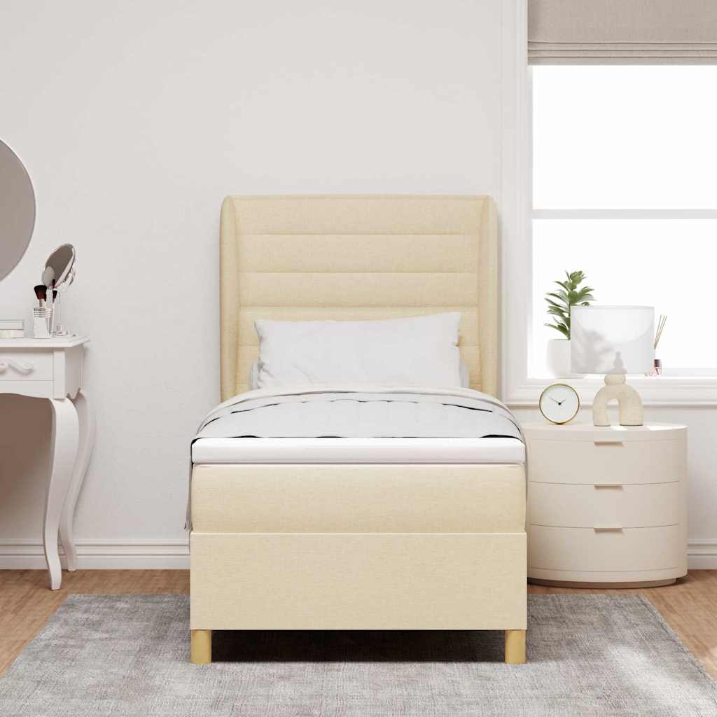 Letto a molle con materasso Crema 200 x 80 cm Tessuto