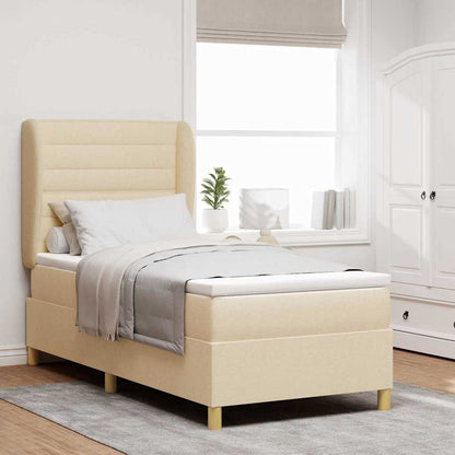 Letto a molle con materasso Crema 190 x 90 cm Tessuto