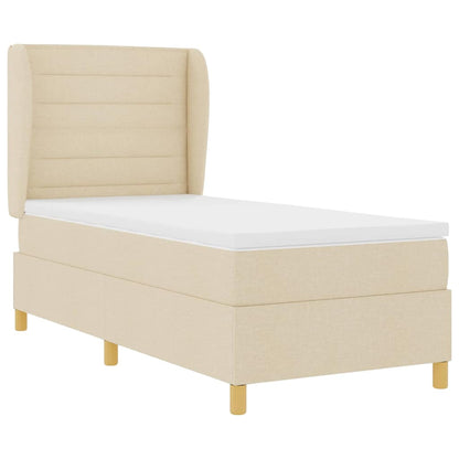 Letto a molle con materasso Crema 190 x 90 cm Tessuto