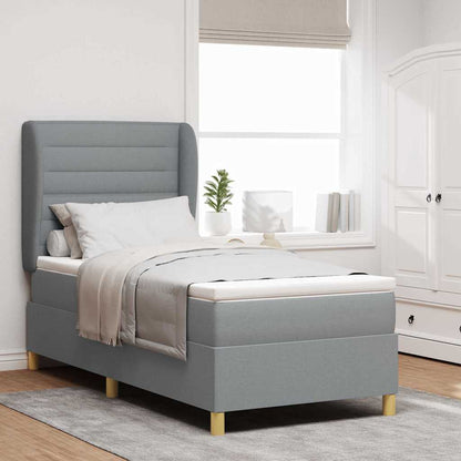 Letto a molle con materasso Grigio chiaro 200 x 90 cm Tessuto