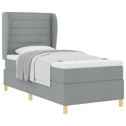 Letto a molle con materasso Grigio chiaro 200 x 90 cm Tessuto