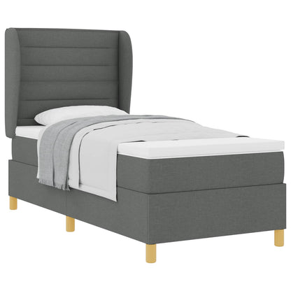 Letto a molle con materasso Grigio scuro 200 x 90 cm Tessuto