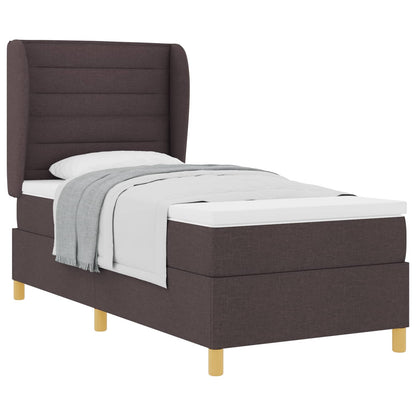 Letto a molle con materasso Marrone Scuro 200 x 90 cm Tessuto