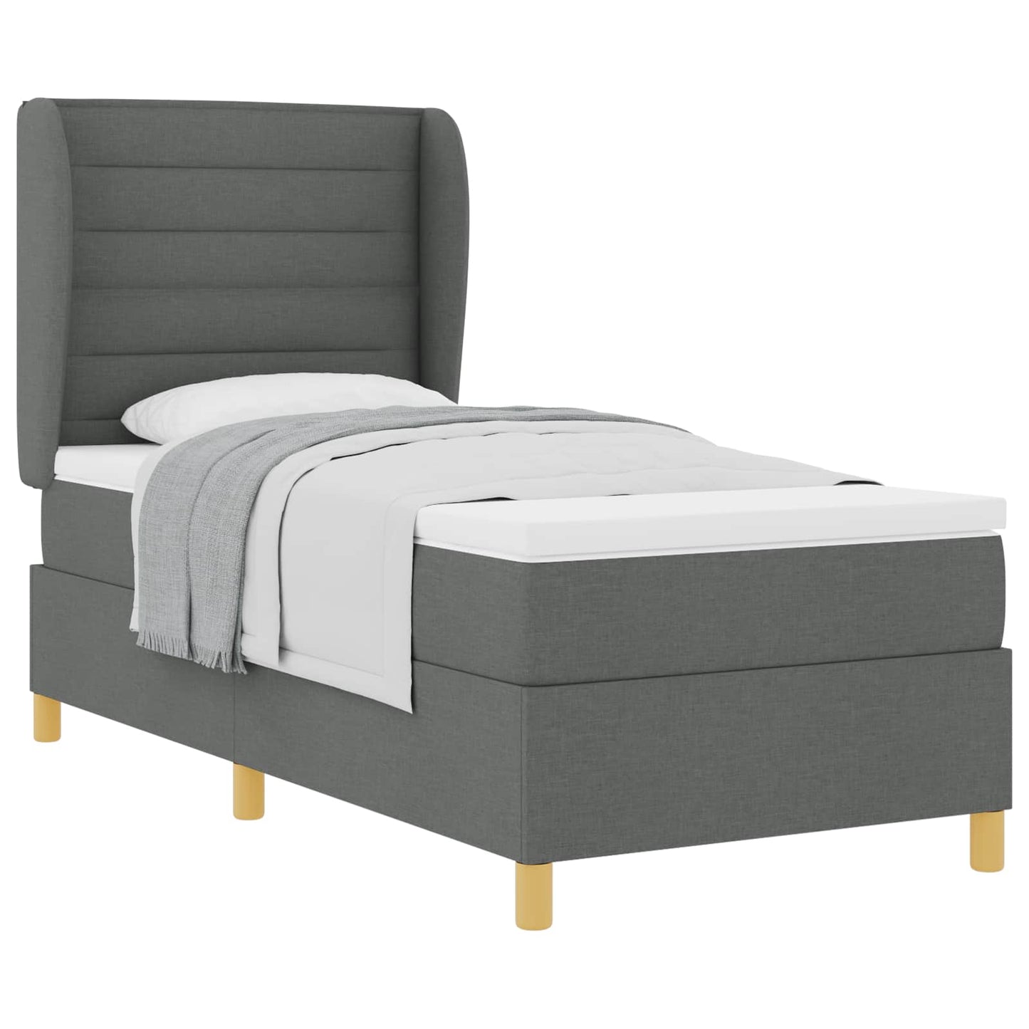 Letto con molle e materasso Grigio Scuro 90x190 cm Tessuto