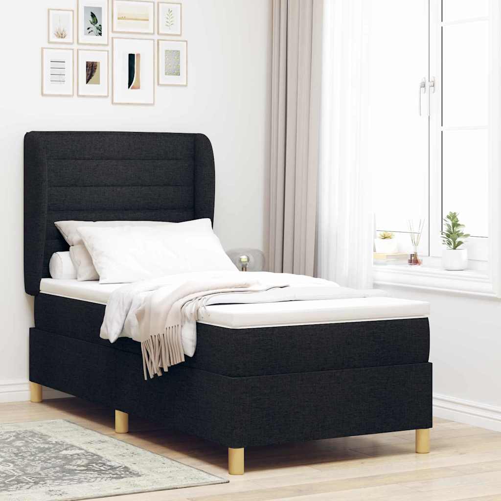 Letto a molle con materasso Nero 200 x 100 cm Tessuto