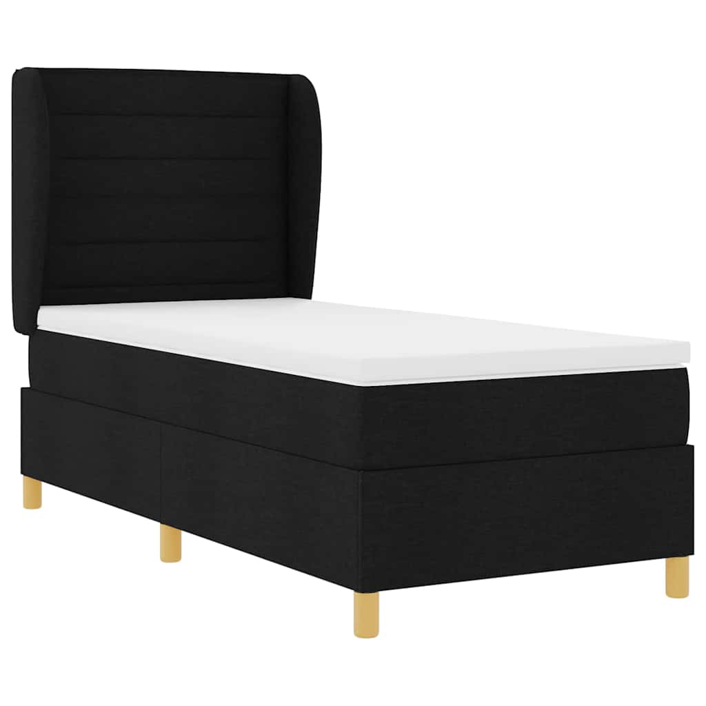 Letto a molle con materasso Nero 200 x 100 cm Tessuto
