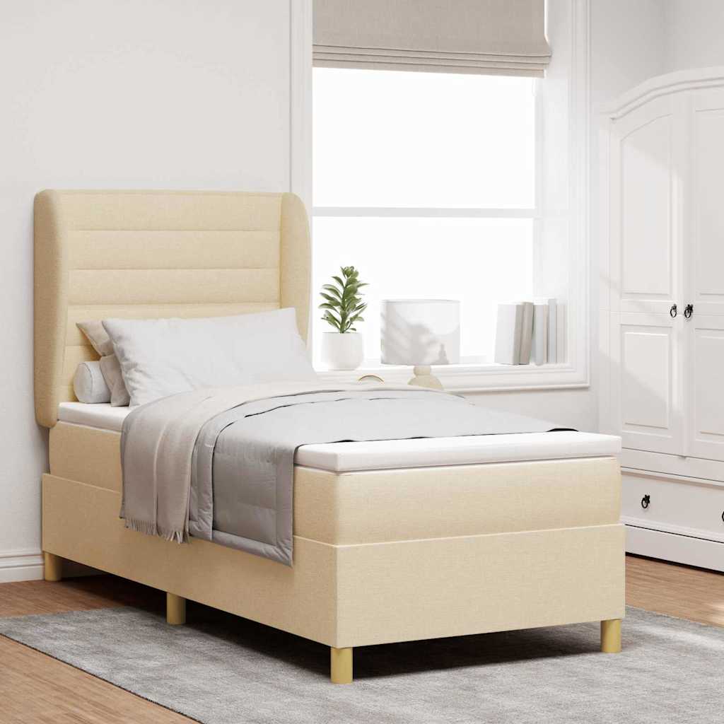 Letto a molle con materasso Crema 200 x 100 cm Tessuto