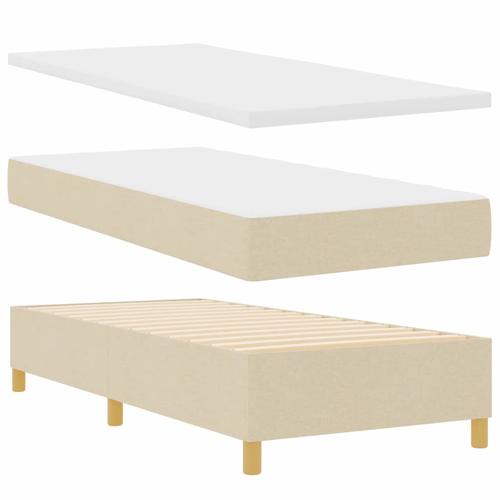 Letto a molle con materasso Crema 200 x 100 cm Tessuto