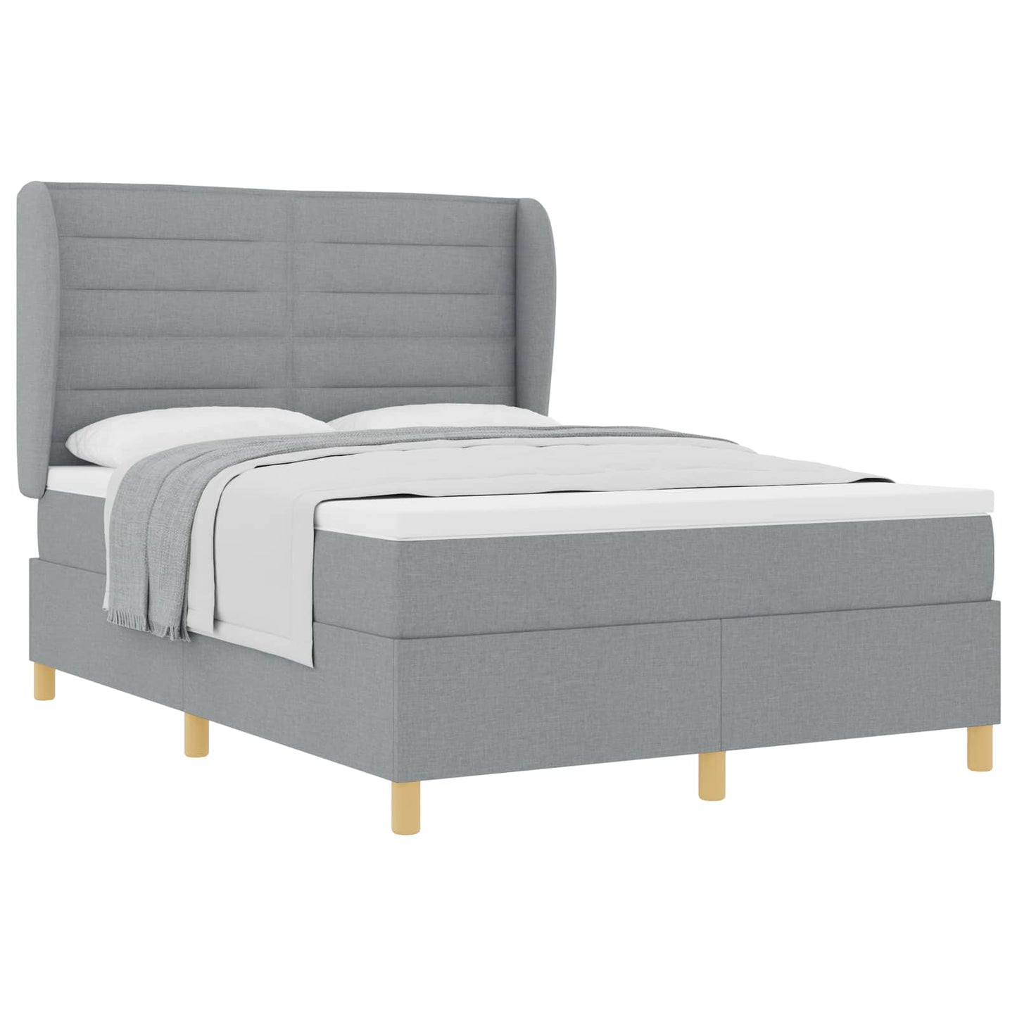 Letto a molle con materasso Grigio chiaro 190 x 140 cm Tessuto