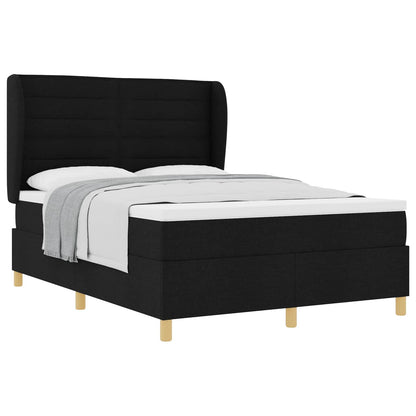 Letto a molle con materasso Nero 190 x 140 cm Tessuto