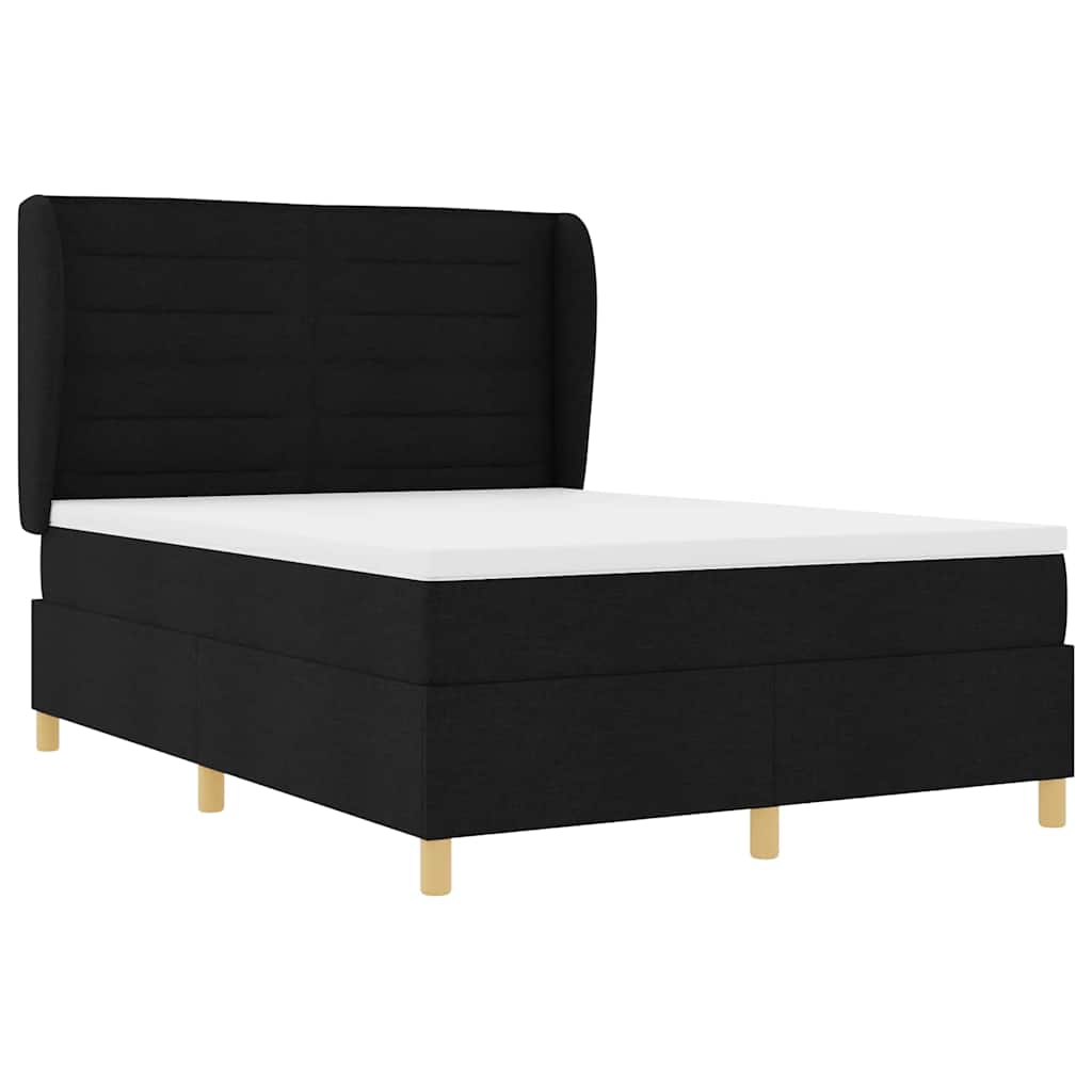Letto a molle con materasso Nero 190 x 140 cm Tessuto