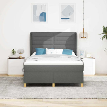 Letto a molle con materasso Grigio scuro 200 x 140 cm Tessuto