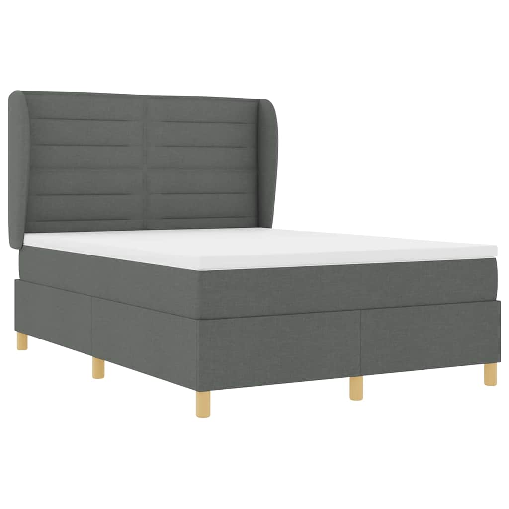 Letto a molle con materasso Grigio scuro 200 x 140 cm Tessuto