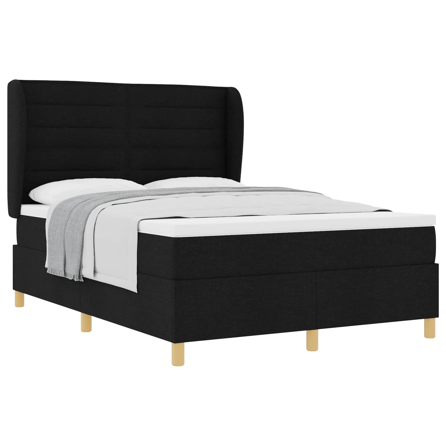 Letto a molle con materasso Nero 200 x 140 cm Tessuto