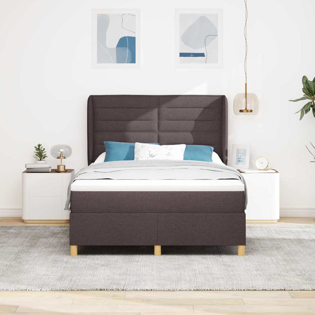 Letto a molle con materasso Marrone Scuro 200 x 140 cm Tessuto