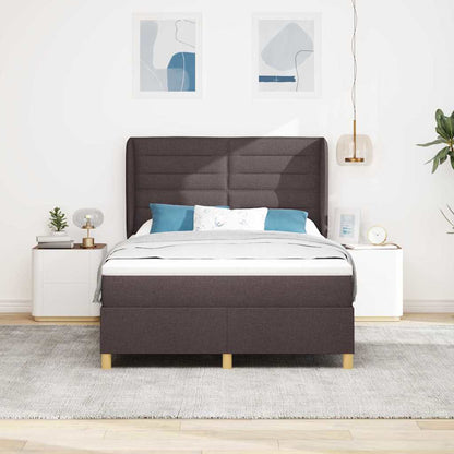 Letto a molle con materasso Marrone Scuro 200 x 140 cm Tessuto