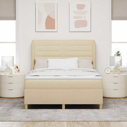 Letto a molle con materasso Crema 200 x 140 cm Tessuto