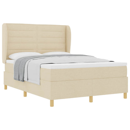 Letto a molle con materasso Crema 200 x 140 cm Tessuto
