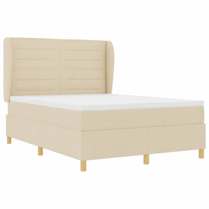 Letto a molle con materasso Crema 200 x 140 cm Tessuto