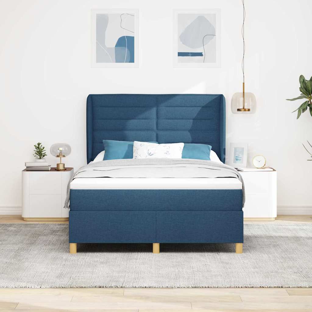 Letto a molle con materasso Blu 200 x 140 cm Tessuto
