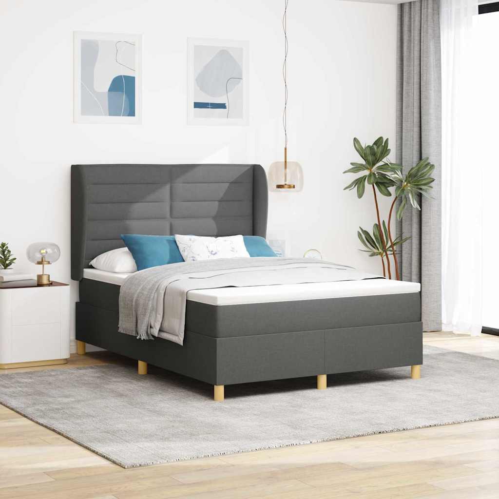 Letto a molle con materasso Grigio scuro 200 x 160 cm Tessuto