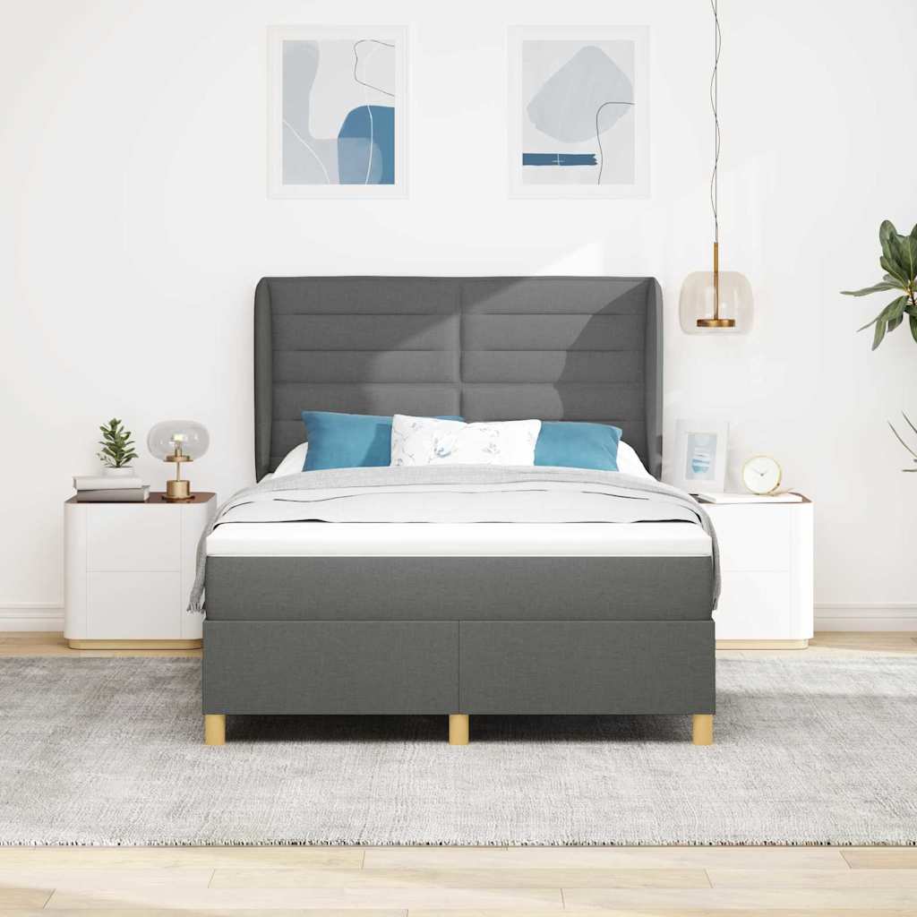 Letto a molle con materasso Grigio scuro 200 x 160 cm Tessuto