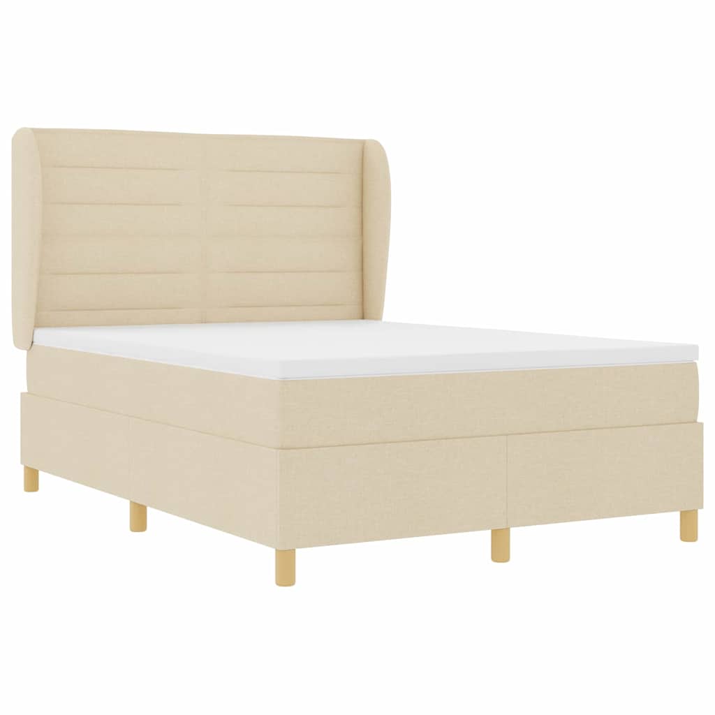 Letto a molle con materasso Crema 200 x 160 cm Tessuto