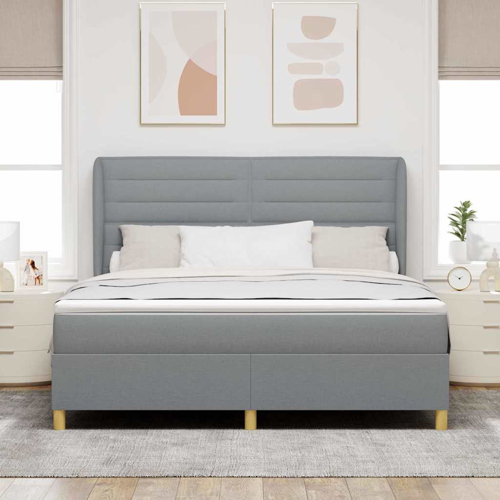 Letto a molle con materasso Grigio chiaro 200 x 180 cm Tessuto