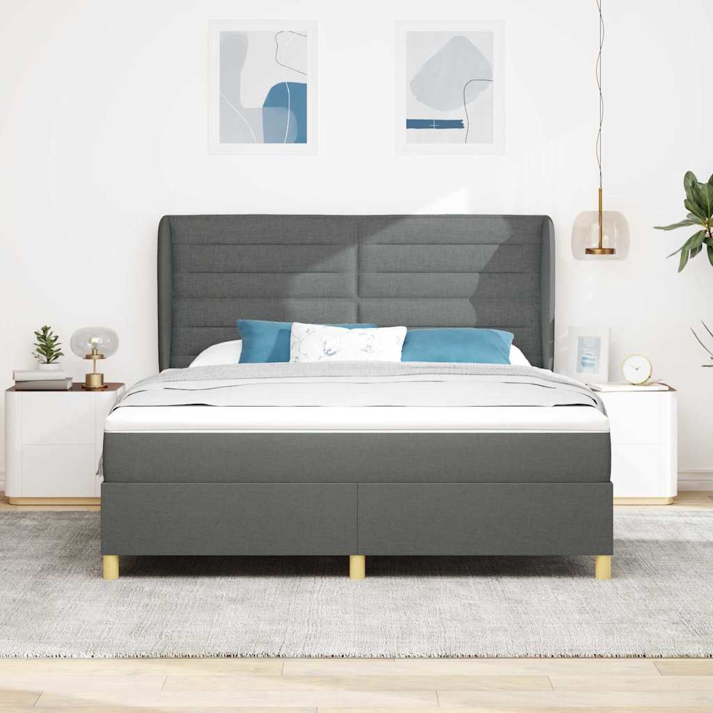 Letto a molle con materasso Grigio scuro 200 x 180 cm Tessuto