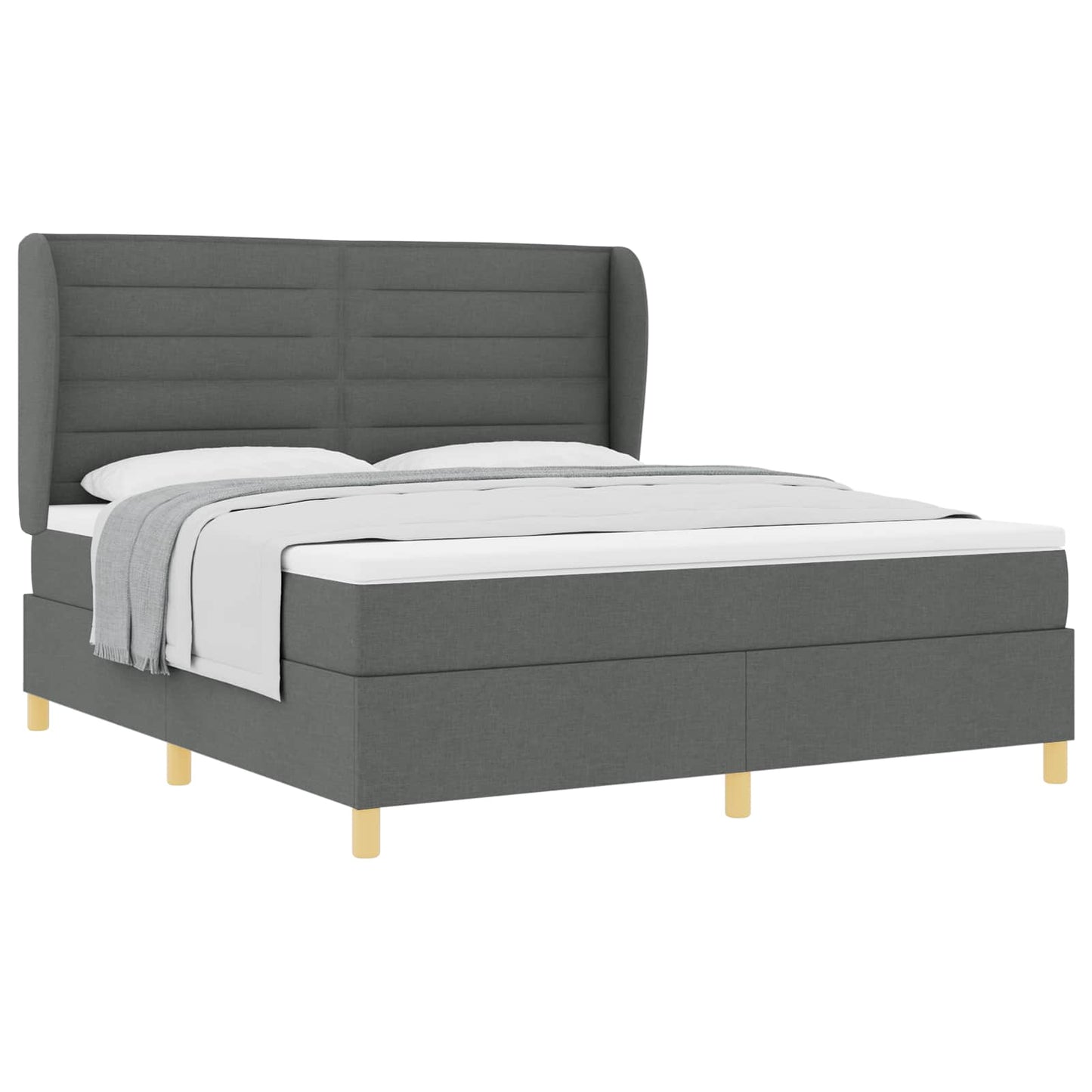 Letto a molle con materasso Grigio scuro 200 x 180 cm Tessuto