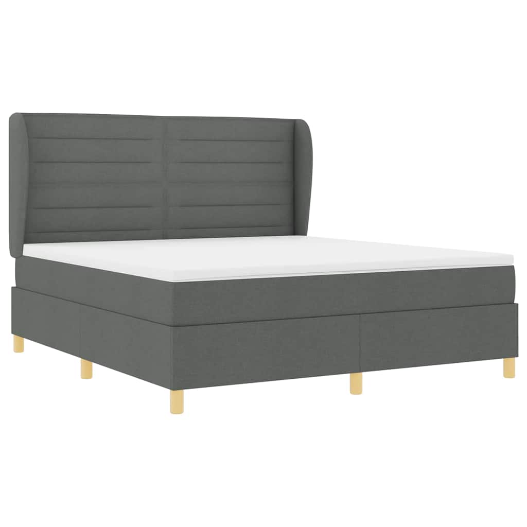 Letto a molle con materasso Grigio scuro 200 x 180 cm Tessuto