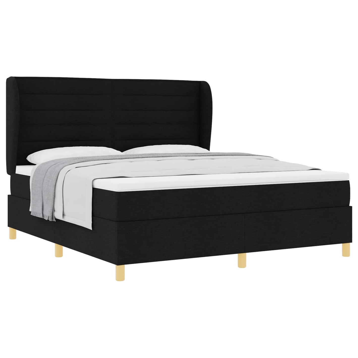 Letto a molle con materasso Nero 200 x 180 cm Tessuto