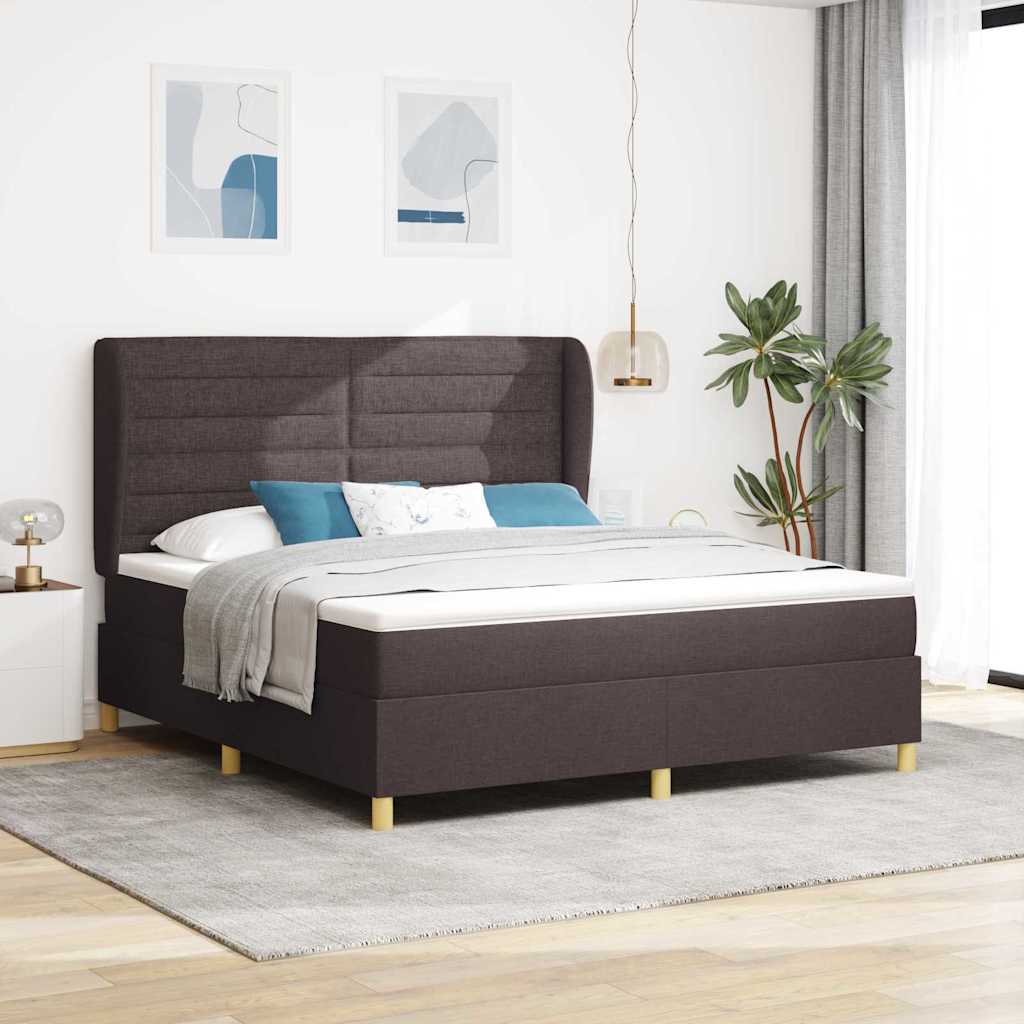 Letto a molle con materasso Marrone Scuro 200 x 180 cm Tessuto