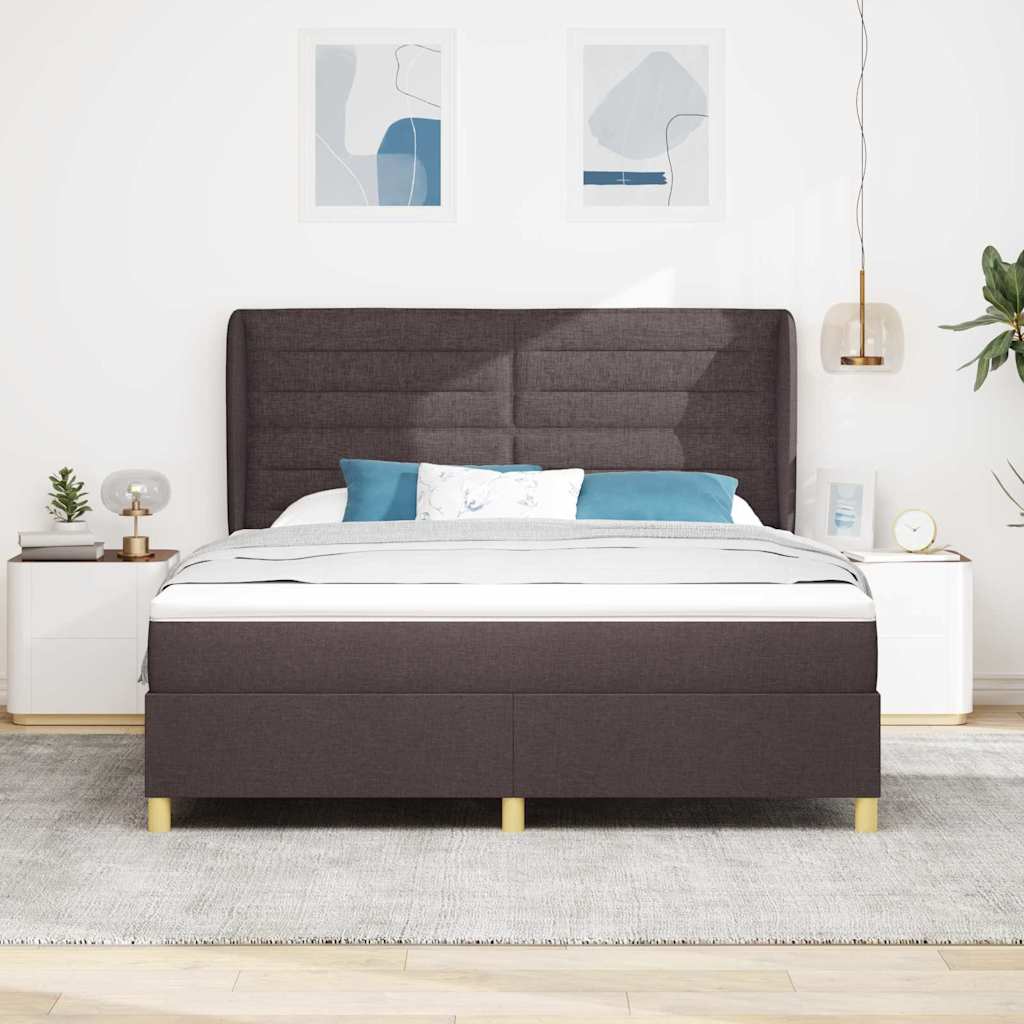 Letto a molle con materasso Marrone Scuro 200 x 180 cm Tessuto