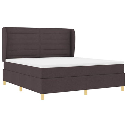 Letto a molle con materasso Marrone Scuro 200 x 180 cm Tessuto